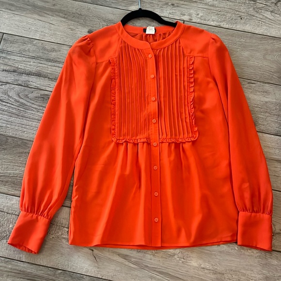 J. Crew Tops - EUC J. Crew bib front orange blouse, sz 2